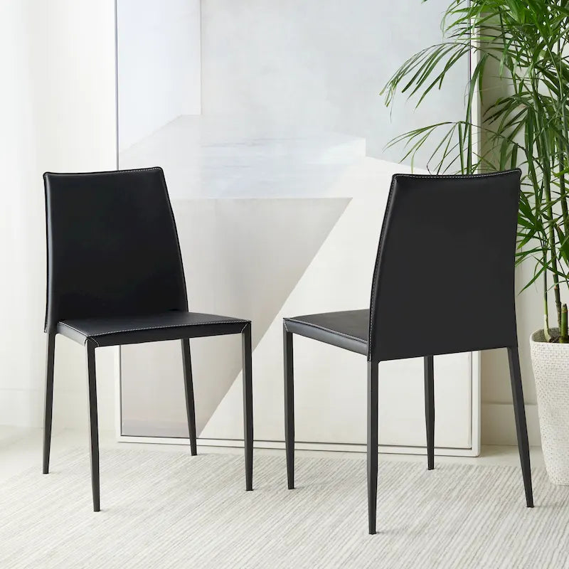 Silla de comedor de piel sintética, juego de 2 - 21.7"An. x 17.3"Pr. x 32.7"Al.