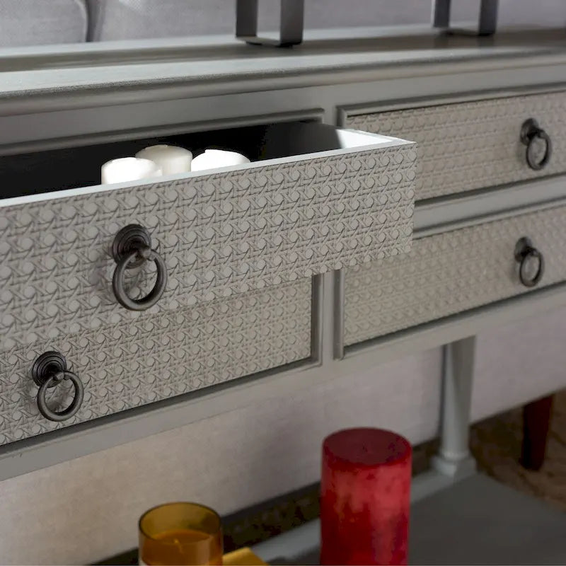 Mesa consola de 4 cajones - 42" An. x 13" Prof. x 29.5" Al.
