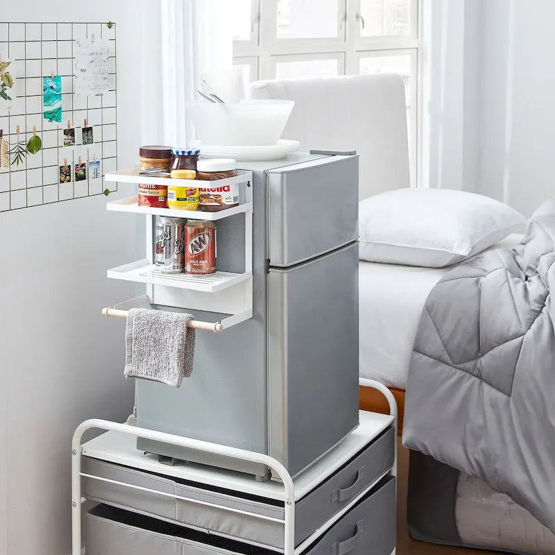 Estante organizador lateral magnético para refrigerador con soporte para toallas de papel