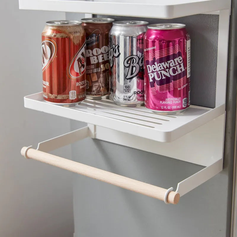 Estante organizador lateral magnético para refrigerador con soporte para toallas de papel