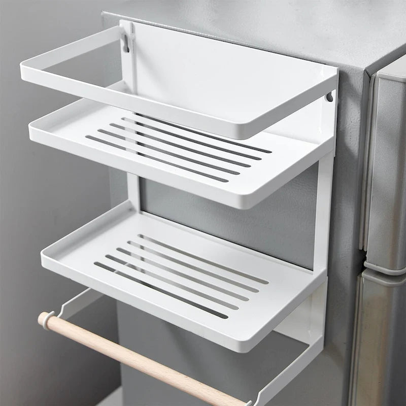 Estante organizador lateral magnético para refrigerador con soporte para toallas de papel