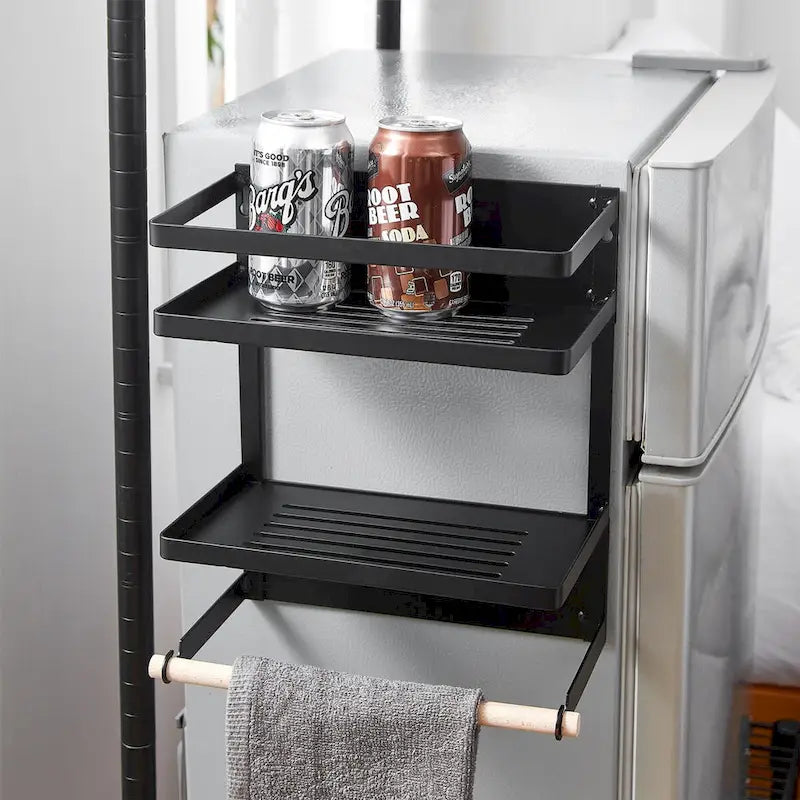 Estante organizador lateral magnético para refrigerador con soporte para toallas de papel