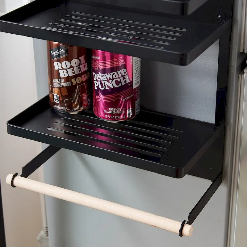 Estante organizador lateral magnético para refrigerador con soporte para toallas de papel