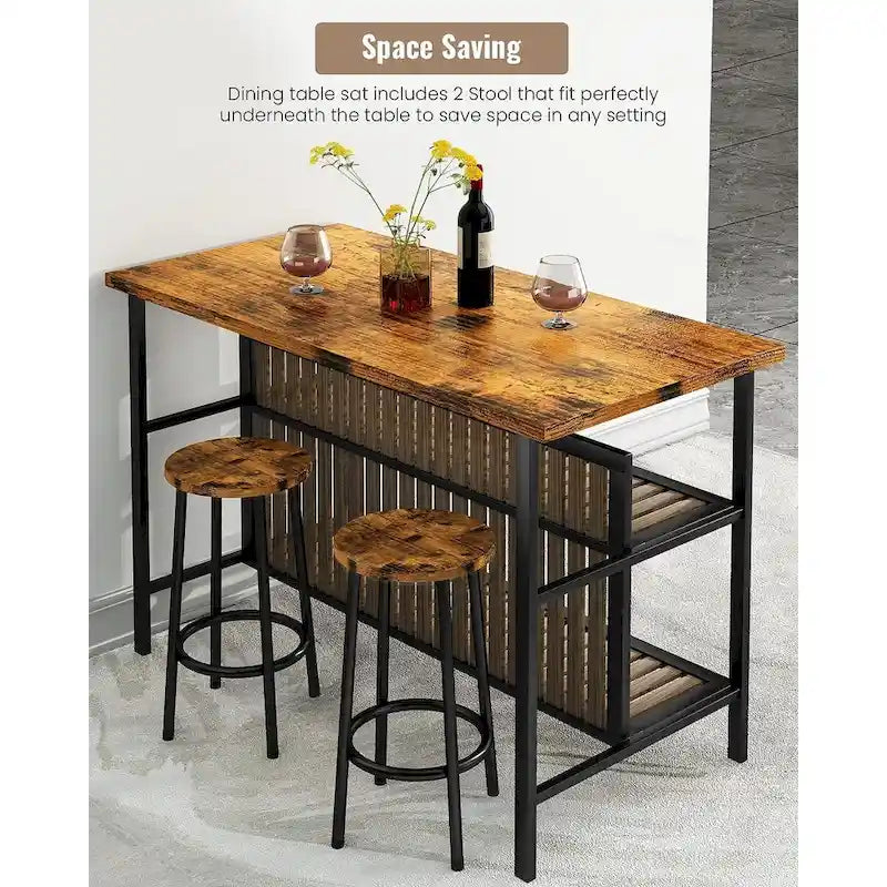 Isla de cocina con 2 taburetes y estantes abiertos