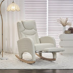Mecedora tapizada con reposapiés ajustable y bolsillo lateral extraíble