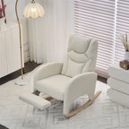 Mecedora tapizada con reposapiés ajustable y bolsillo lateral extraíble