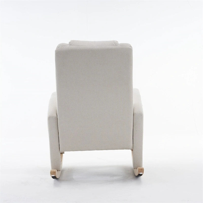 Mecedora tapizada con reposapiés ajustable y bolsillo lateral extraíble