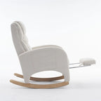 Mecedora tapizada con reposapiés ajustable y bolsillo lateral extraíble