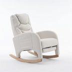 Mecedora tapizada con reposapiés ajustable y bolsillo lateral extraíble