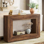 Mesa consola estrecha con estante abierto, 47" An. x 29" Al. x 12" Pr.