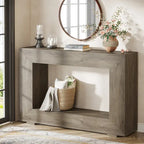 Mesa consola estrecha con estante abierto, 47" An. x 29" Al. x 12" Pr.