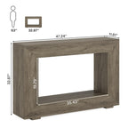 Mesa consola estrecha con estante abierto, 47" An. x 29" Al. x 12" Pr.