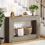 Mesa consola estrecha con estante abierto, 47" An. x 29" Al. x 12" Pr.