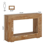 Mesa consola estrecha con estante abierto, 47" An. x 29" Al. x 12" Pr.