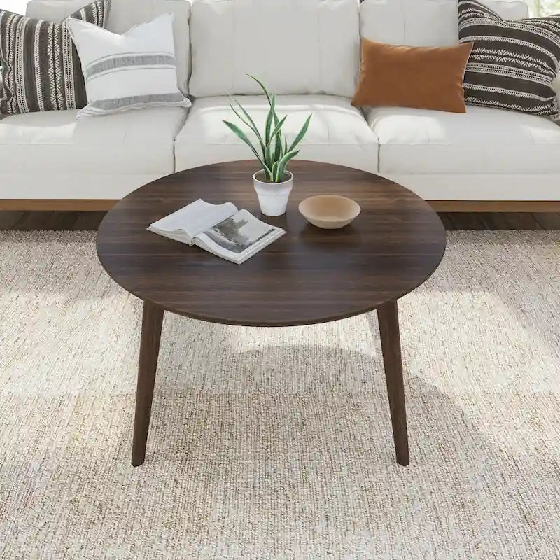 Mesa de centro redonda moderna de mediados de siglo - 36"