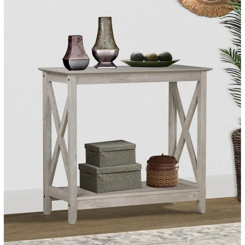 Mesa de consola estilo casa de campo moderna con estante inferior