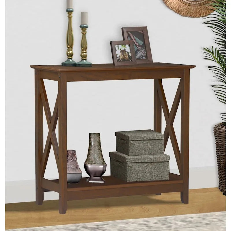 Mesa de consola estilo casa de campo moderna con estante inferior