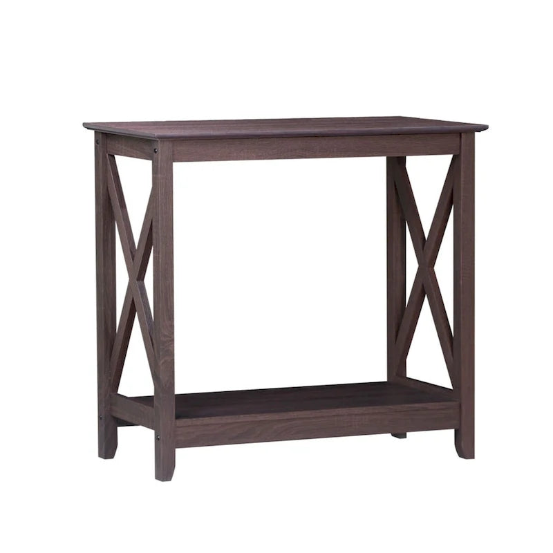 Mesa de consola estilo casa de campo moderna con estante inferior