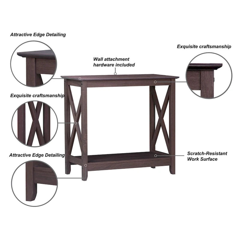 Mesa de consola estilo casa de campo moderna con estante inferior