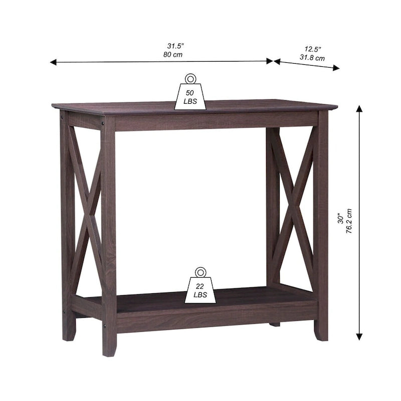Mesa de consola estilo casa de campo moderna con estante inferior