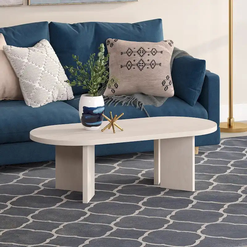 Mesa de centro ovalada de 48" con patas angulares - 47.63" de ancho