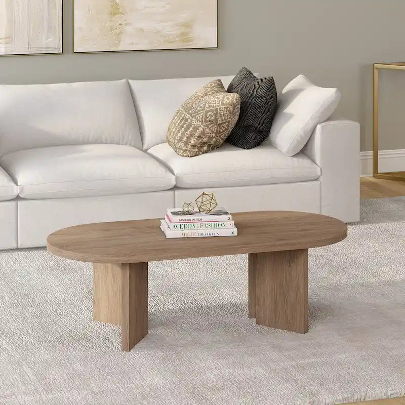 Mesa de centro ovalada de 48" con patas angulares - 47.63" de ancho