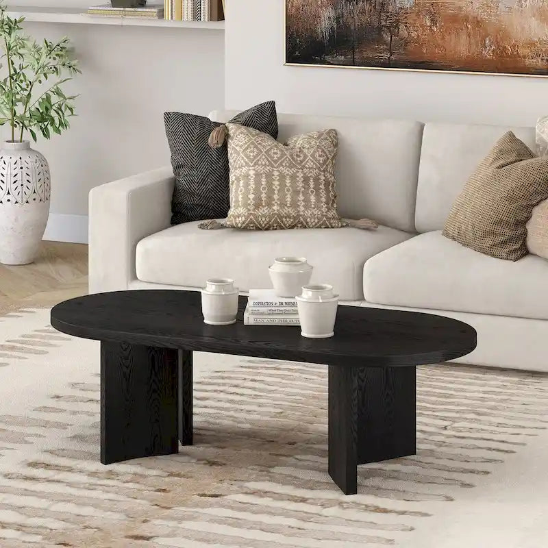Mesa de centro ovalada de 48" con patas angulares - 47.63" de ancho