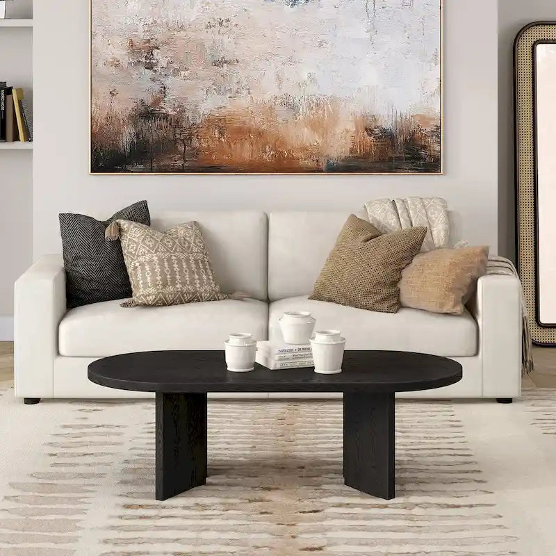 Mesa de centro ovalada de 48" con patas angulares - 47.63" de ancho