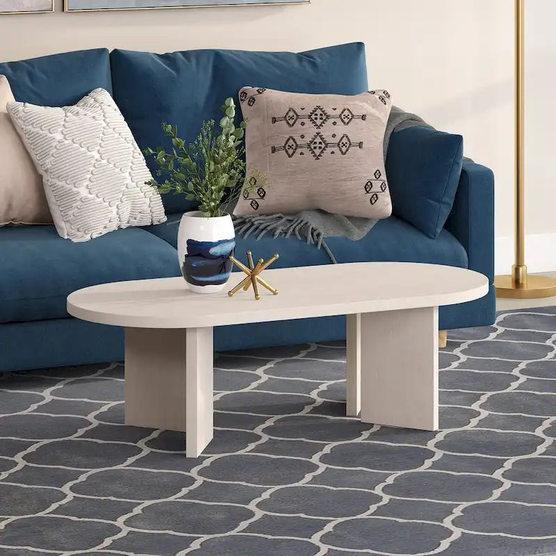 Mesa de centro ovalada de 48" con patas angulares - 47.63" de ancho