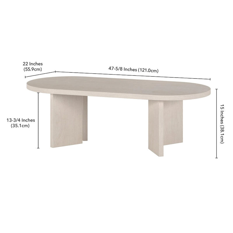Mesa de centro ovalada de 48" con patas angulares - 47.63" de ancho