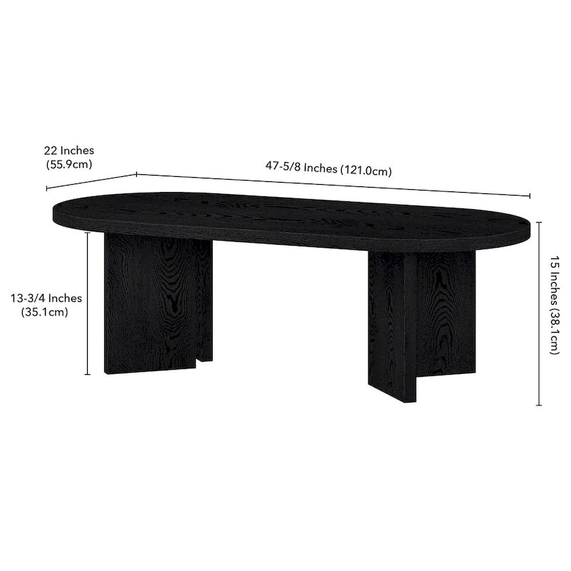 Mesa de centro ovalada de 48" con patas angulares - 47.63" de ancho
