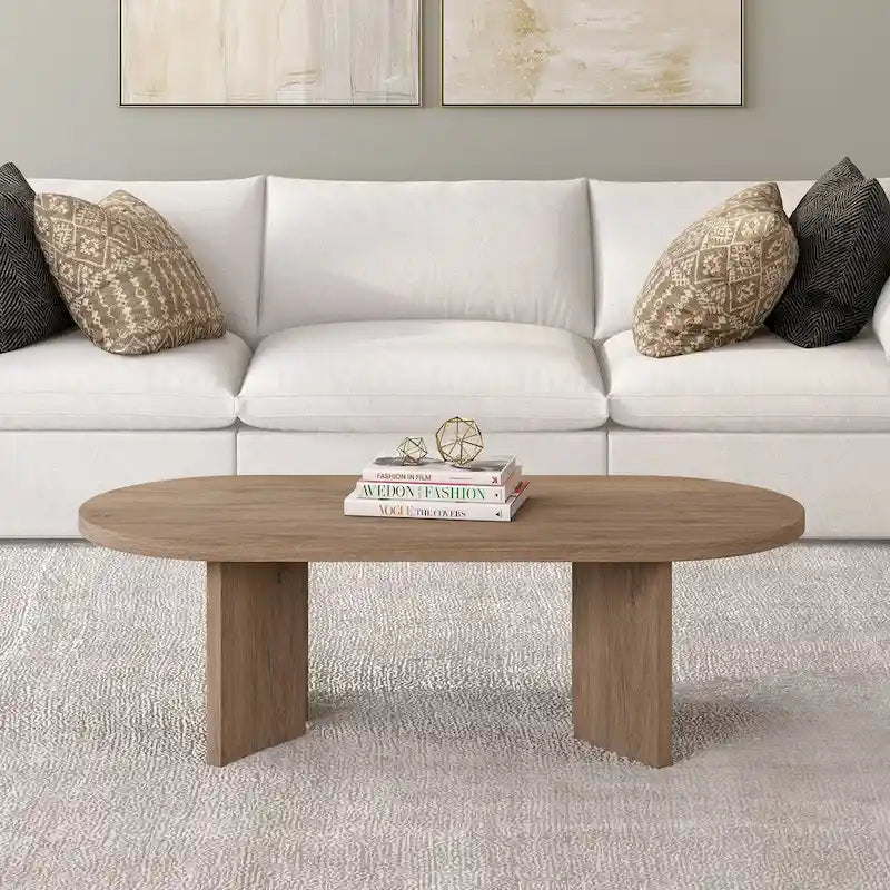 Mesa de centro ovalada de 48" con patas angulares - 47.63" de ancho