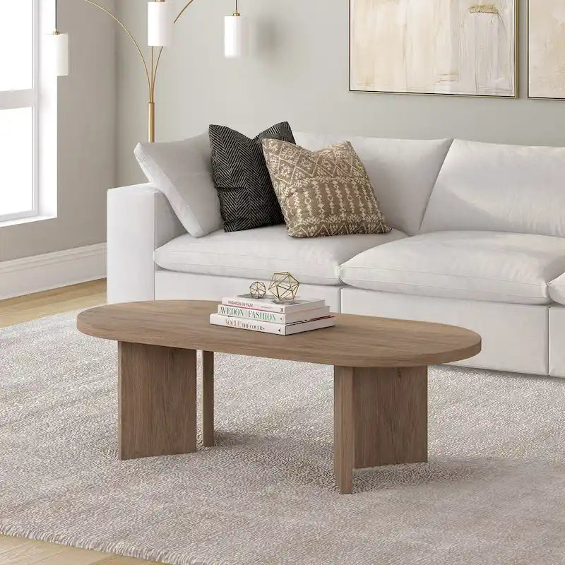Mesa de centro ovalada de 48" con patas angulares - 47.63" de ancho