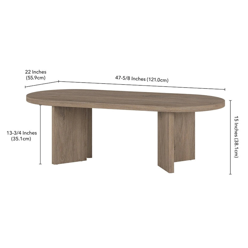Mesa de centro ovalada de 48" con patas angulares - 47.63" de ancho
