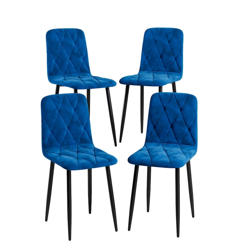 Juego de 4 sillas de comedor de terciopelo con patas de metal