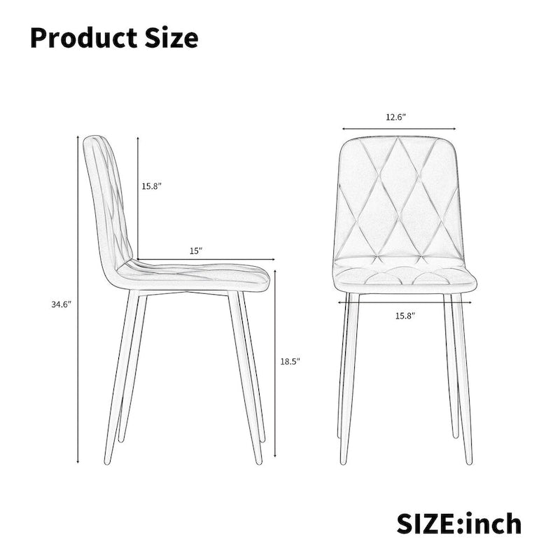 Juego de 4 sillas de comedor de terciopelo con patas de metal