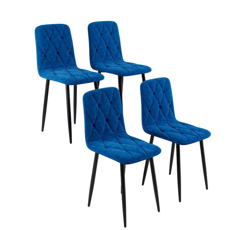Juego de 4 sillas de comedor de terciopelo con patas de metal
