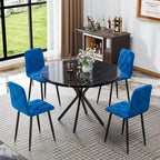 Juego de 4 sillas de comedor de terciopelo con patas de metal