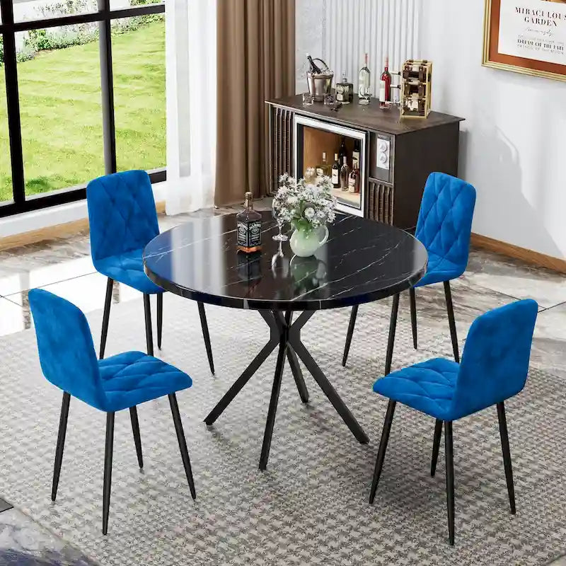 Juego de 4 sillas de comedor de terciopelo con patas de metal