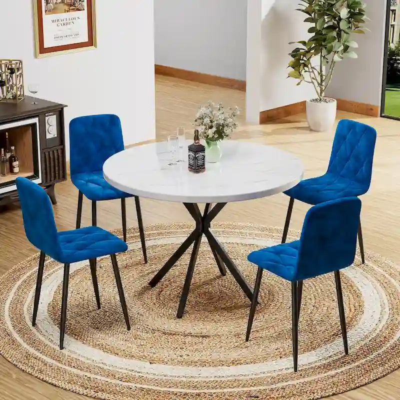 Juego de 4 sillas de comedor de terciopelo con patas de metal