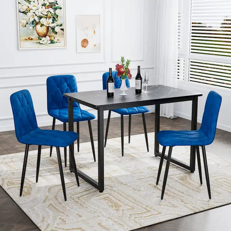 Juego de 4 sillas de comedor de terciopelo con patas de metal