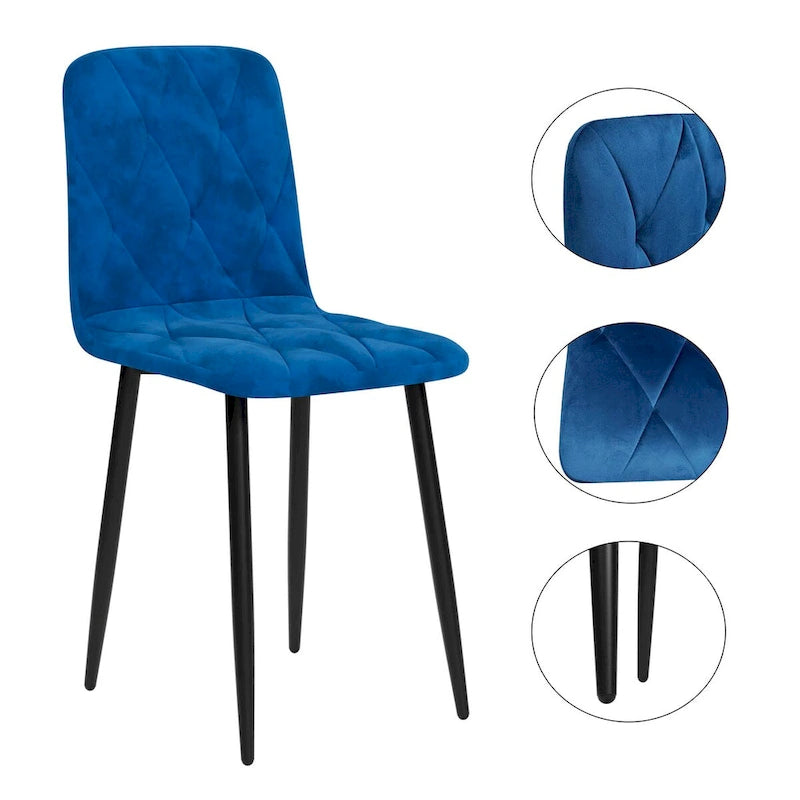 Juego de 4 sillas de comedor de terciopelo con patas de metal