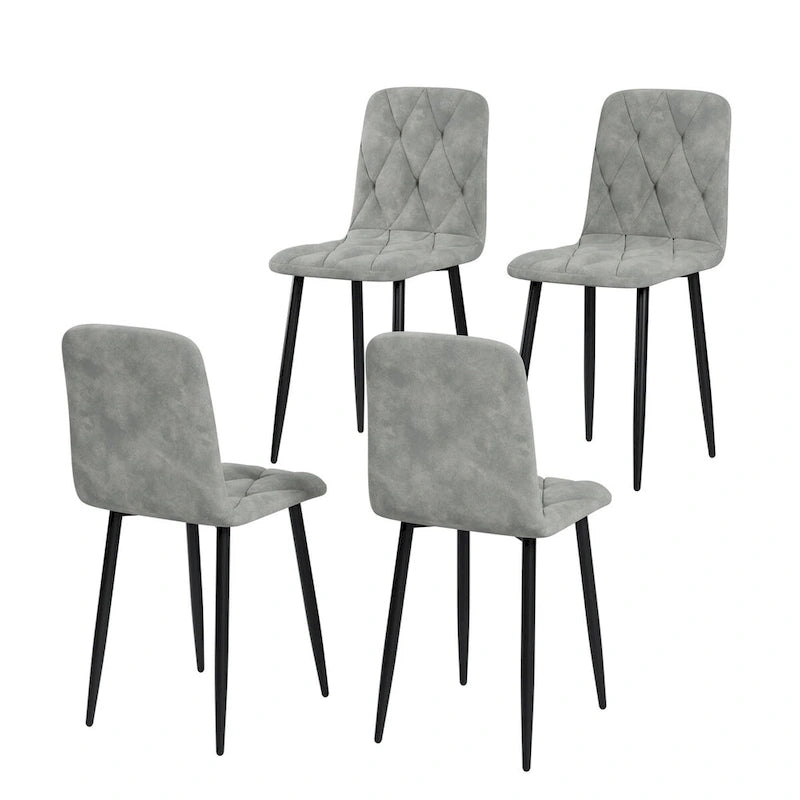 Juego de 4 sillas de comedor de terciopelo con patas de metal