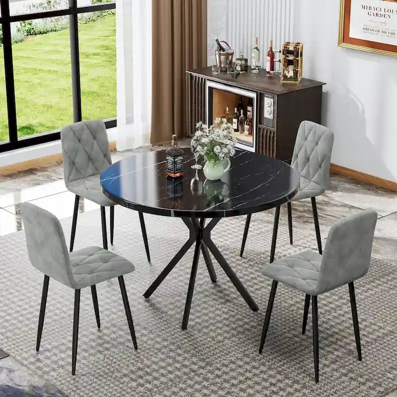 Juego de 4 sillas de comedor de terciopelo con patas de metal