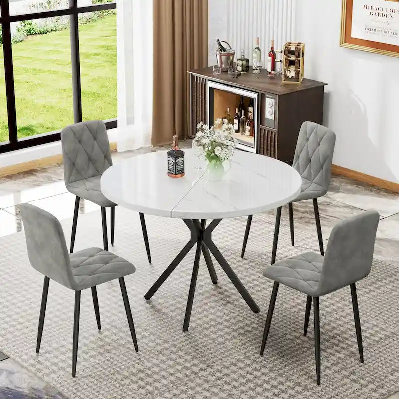 Juego de 4 sillas de comedor de terciopelo con patas de metal