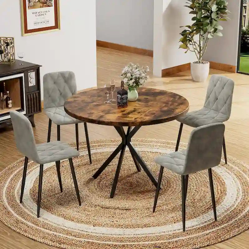 Juego de 4 sillas de comedor de terciopelo con patas de metal