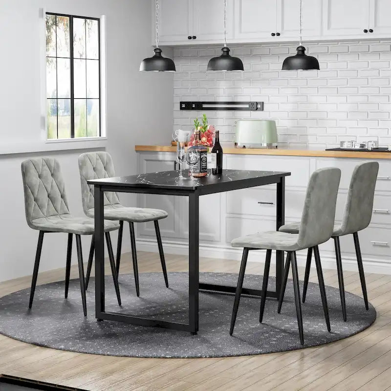 Juego de 4 sillas de comedor de terciopelo con patas de metal