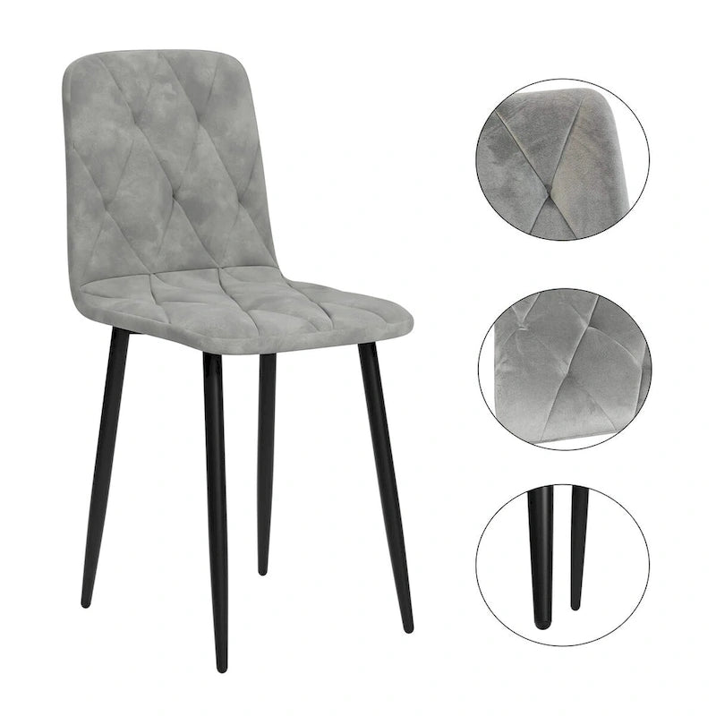 Juego de 4 sillas de comedor de terciopelo con patas de metal
