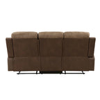 Sofá Reclinable Doble Manual de 84 Pulgadas, Microfibra Marrón, Estructura de Madera Maciza