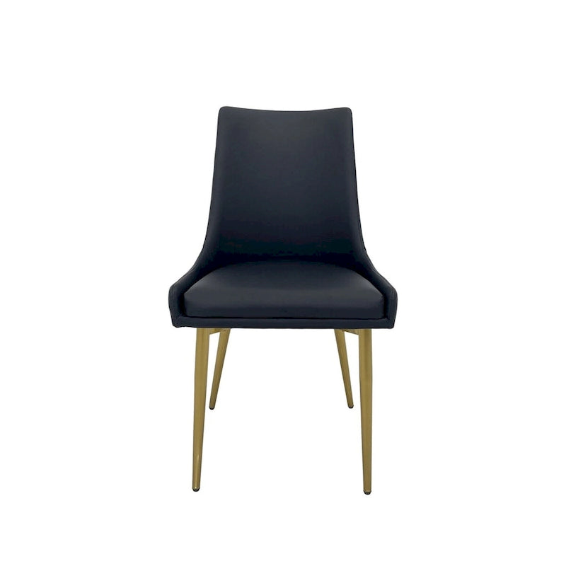 Silla de Comedor con Asiento de PU y Patas Doradas Mate, Juego de 2